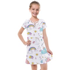 Unicorn Diamond Rainbow Shooting Star Kids  Cross Web Dress by Grandong