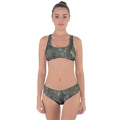 Camouflage Splatters Background Criss Cross Bikini Set by Grandong
