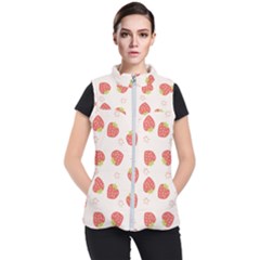 Strawberries Pattern Design Women s Puffer Vest by Grandong