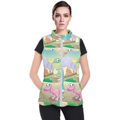 Kids Mural Cartoon Dinosaur Women s Puffer Vest by nateshop