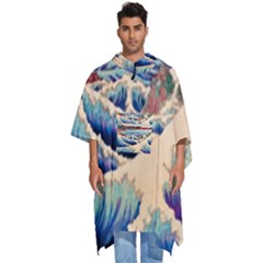 Wave Japanese Mount Fuji Men s Hooded Rain Ponchos by Grandong