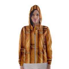 Brown Bamboo Texture  Women s Hooded Windbreaker by nateshop