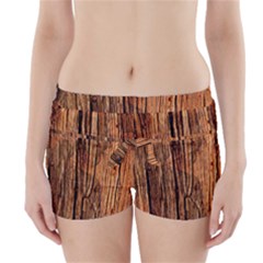 Brown Wooden Texture Boyleg Bikini Wrap Bottoms by nateshop