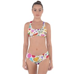 Colorful Flowers Pattern, Abstract Patterns, Floral Patterns Criss Cross Bikini Set by nateshop