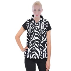 Zebra-black White Women s Button Up Vest by nateshop