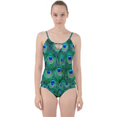 Peacock Feathers, Bonito, Bird, Blue, Colorful, Feathers Cut Out Top Tankini Set by nateshop