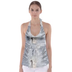 White Feathers, Animal, Bird, Feather, Peacock Tie Back Tankini Top by nateshop