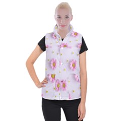 Springpurple Flower On A Purple Background Women s Button Up Vest by nateshop
