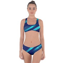 Blue Neon Lines, Blue Background, Abstract Background Criss Cross Bikini Set by nateshop