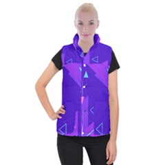 Purple Geometric Abstraction, Purple Neon Background Women s Button Up Vest by nateshop