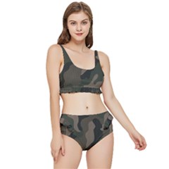 Camo, Abstract, Beige, Black, Brown Military, Mixed, Olive Frilly Bikini Set by nateshop