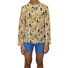 Doge, Memes, Pattern Kids  Long Sleeve Swimwear by nateshop