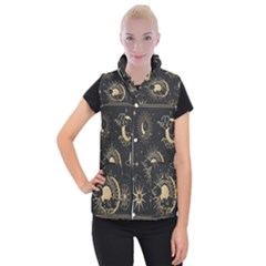 Asian Set With Clouds Moon Sun Stars Vector Collection Oriental Chinese Japanese Korean Style Women s Button Up Vest by Grandong