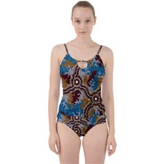 Authentic Aboriginal Art - Wetland Dreaming Cut Out Top Tankini Set by hogartharts