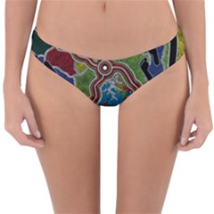 Authentic Aboriginal Art - Walking The Land Reversible Hipster Bikini Bottoms by hogartharts