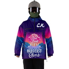 The Best 80s Synthwave Styled Landscape With Blue Grid Mountains Men s Ski And Snowboard Waterproof Breathable Jacket by Giving