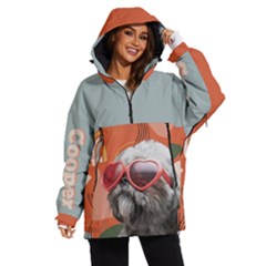 Adorable-dog-with-abstract-colorful-graphic-background Women s Ski And Snowboard Waterproof Breathable Jacket by Giving
