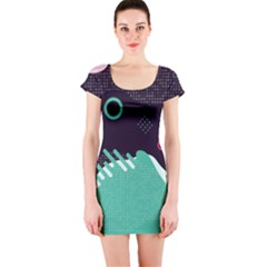 Colorful Background, Material Design, Geometric Shapes Short Sleeve Bodycon Dress by nateshop