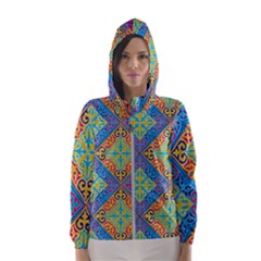Colorful Floral Ornament, Floral Patterns Women s Hooded Windbreaker by nateshop