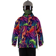 Colorful Floral Patterns, Abstract Floral Background Men s Ski And Snowboard Jacket by nateshop