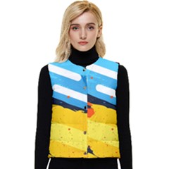 Colorful Paint Strokes Women s Button Up Puffer Vest by nateshop