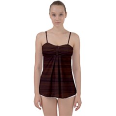 Dark Brown Wood Texture, Cherry Wood Texture, Wooden Babydoll Tankini Top by nateshop