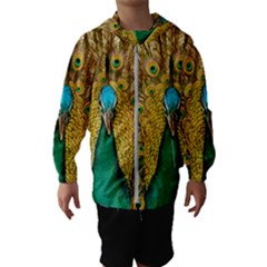 Peacock Feather Bird Peafowl Kids  Hooded Windbreaker by Cemarart