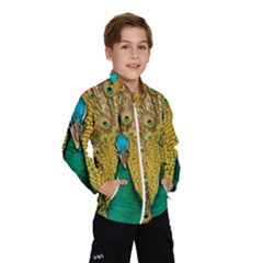 Peacock Feather Bird Peafowl Kids  Windbreaker by Cemarart