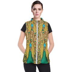 Peacock Feather Bird Peafowl Women s Puffer Vest by Cemarart