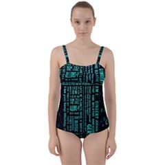 Tardis Doctor Who Technology Number Communication Twist Front Tankini Set by Cemarart