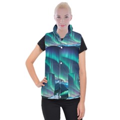 Aurora Borealis Women s Button Up Vest by Ndabl3x