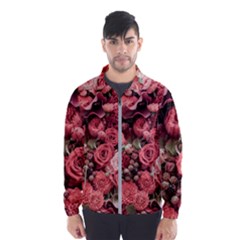 Pink Roses Flowers Love Nature Men s Windbreaker by Grandong