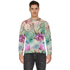 Love Amour Butterfly Colors Flowers Text Men s Fleece Sweatshirt by Grandong