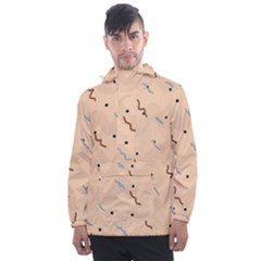 Lines Dots Pattern Abstract Art Men s Front Pocket Pullover Windbreaker by Cemarart