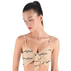 Lines Dots Pattern Abstract Woven Tie Front Bralet by Cemarart