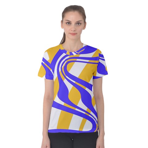 Print Pattern Warp Lines Women s Cotton T-shirt by Cemarart