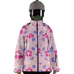 Flower Heart Print Pattern Pink Men s Zip Ski And Snowboard Waterproof Breathable Jacket by Cemarart