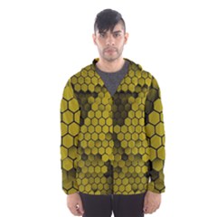 Yellow Hexagons 3d Art Honeycomb Hexagon Pattern Men s Hooded Windbreaker by Cemarart