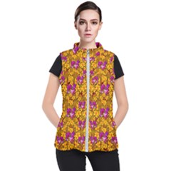 Blooming Flowers Of Orchid Paradise Women s Puffer Vest by pepitasart
