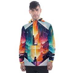 Starry Night Wanderlust: A Whimsical Adventure Men s Front Pocket Pullover Windbreaker by stine1