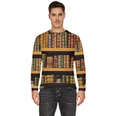 Room Interior Library Books Bookshelves Reading Literature Study Fiction Old Manor Book Nook Reading Men s Fleece Sweatshirt by Grandong