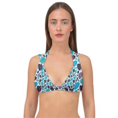 Leaves Monstera Pattern Nature Blue Purple Mauve Flora Double Strap Halter Bikini Top by Maspions