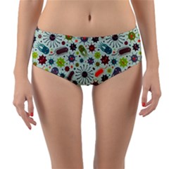 Seamless Pattern With Viruses Reversible Mid-waist Bikini Bottoms