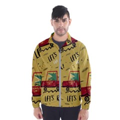 Childish Seamless Pattern With Dino Driver Men s Windbreaker by Apen