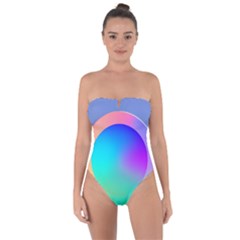 Circle Colorful Rainbow Spectrum Button Gradient Tie Back One Piece Swimsuit by Maspions