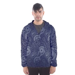 Blue Paisley Texture, Blue Paisley Ornament Men s Hooded Windbreaker by nateshop