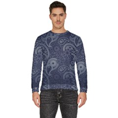Blue Paisley Texture, Blue Paisley Ornament Men s Fleece Sweatshirt by nateshop