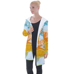 Fruits, Fruit, Lemon, Lime, Mandarin, Water, Orange Longline Hooded Cardigan by nateshop