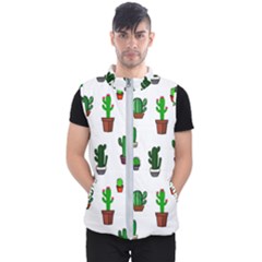 Cactus Plants Background Pattern Seamless Men s Puffer Vest by Maspions