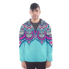 Mandala Blue Men s Hooded Windbreaker by goljakoff